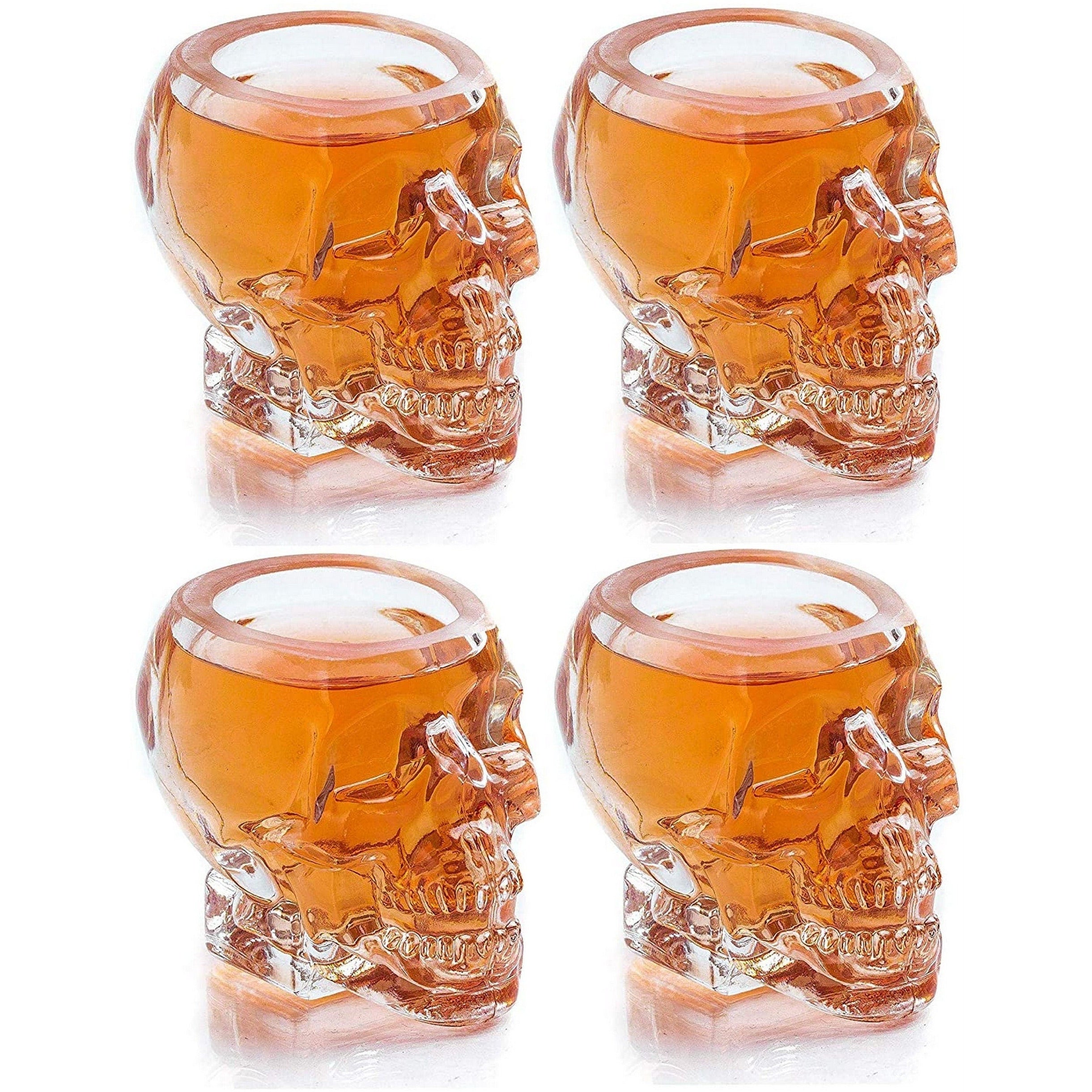 Monkey and Heroes Extra Large Skull Shot Glasses Set of 4, Use Skull Head Cup For A Whiskey, Scoth and Vodka Shot Glass, 3 Ounces-2